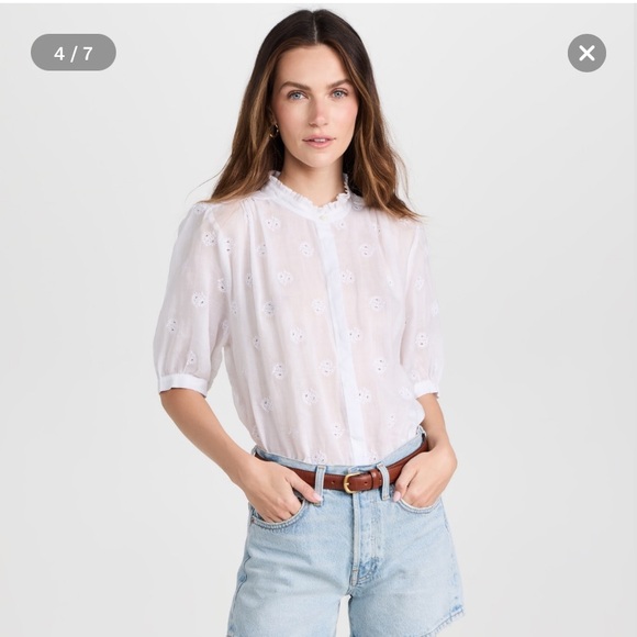 rag & bone White Embroidered Blouse - Picture 1 of 15